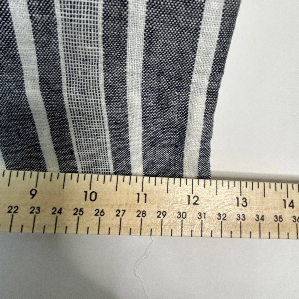 Banana Republic Wide Leg Crop Pants Womens S Blue White Striped Coastal Summer